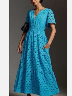 geisha designs off-the-shoulder floral appliqu dress Anthropologie Floral Applique Maxi Dress By Geisha Designs Size:M $368 NWT